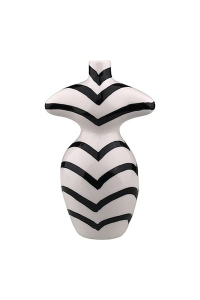 OEM Ceramic Vase in Silhouette Shape, 16x27 cm, White-Black