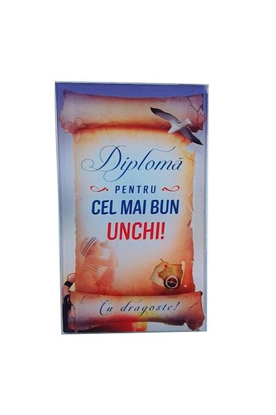 OEM Placă de diplomă din sticlă, dedicatie unchiului, M3, 10x17cm