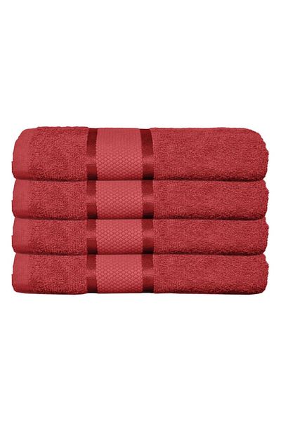 OEM Set of 4 cotton bath towels, 70x140cm, Red