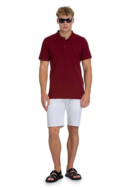 Hatemoğlu Burgundy Regular Fit 100% Cotton Polo Neck T-Shirt