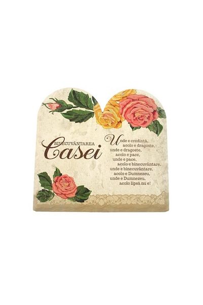 OEM Decorațiune ceramică în formă de piatră cu „Binecuvântarea casei”, 20x20 cm