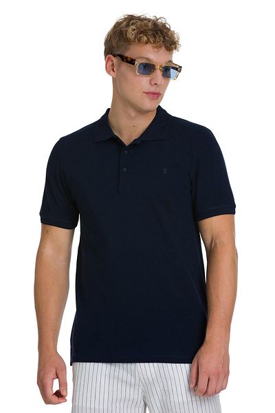 Hatemoğlu Navy Blue Regular Fit 100% Cotton Polo Neck T-Shirt