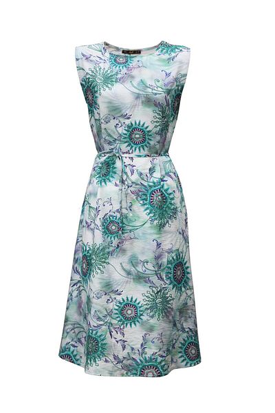 Sezgi Tekin Embroidery Detail Patterned Mint Dress