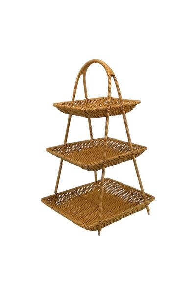 OEM 3 Cosuri din rachita suspendate pe un suport metalic, 26x46 cm, maro