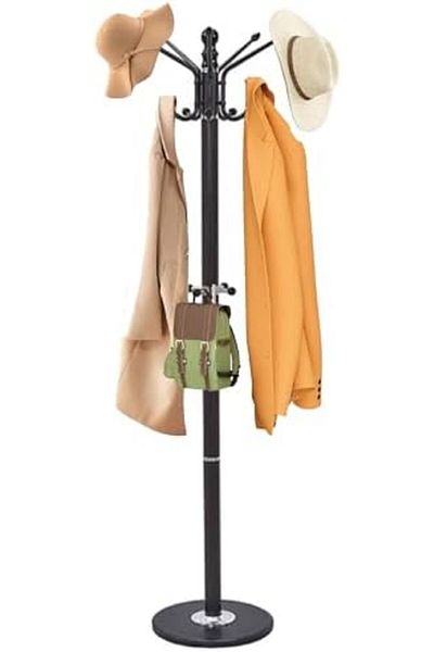 Türkiye Metal Standing Coat Rack, Modern Space-Saving Coat Tree with Hooks, Freestanding Clothes Hanger