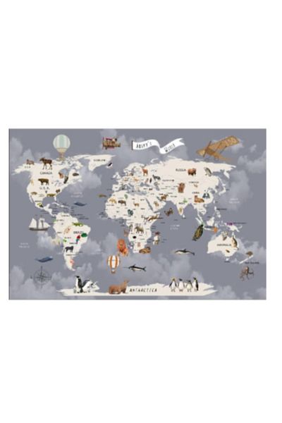 OEM Non-slip Rug, World Map, Multicolor, 120x180cm
