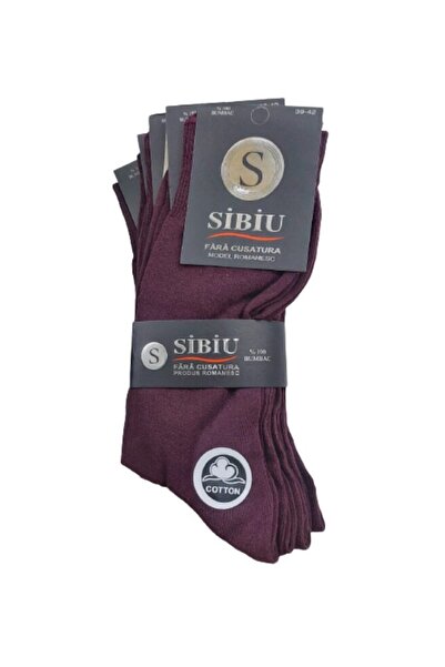 Santex Set 5 Pieces Men's Cotton Socks, Seamless, Sibiu, 39-42, Burgundy