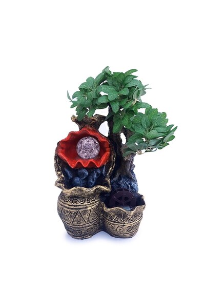 OEM Electric Fountain with Broken Vase Design, Mill, and Artificial Plants, 19x32cm