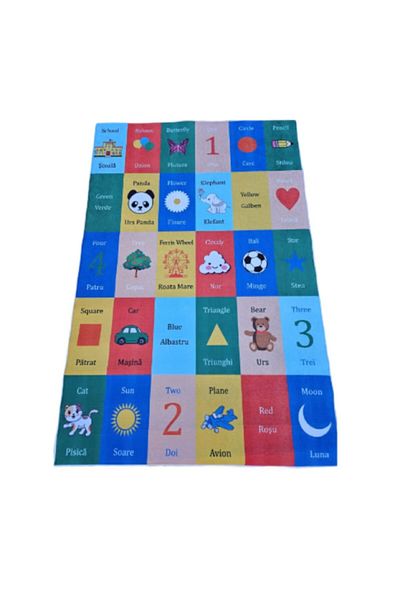 OEM Covor camera copii, Antiderapant, Model Educativ M2, Multicolor, 120X150cm
