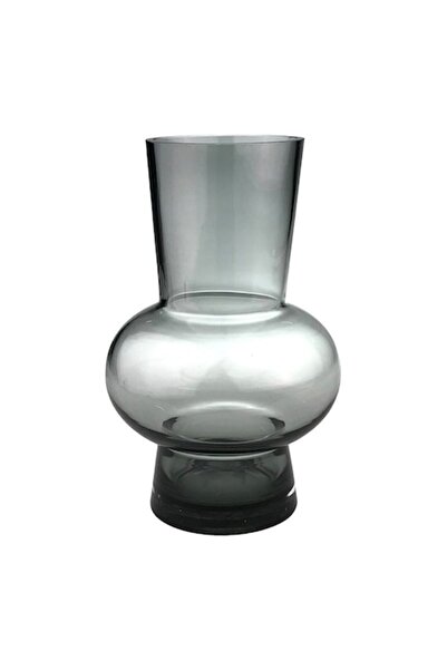 OEM Vază de sticlă, 16x28 cm, negru fumuriu