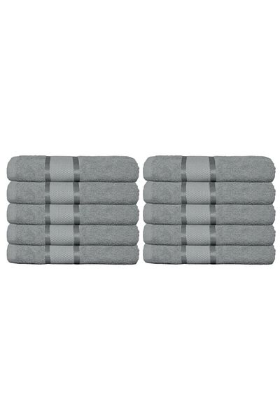 OEM Set 10 prosoape de baie, Bumbac, Uni, 400g/m², 70x140cm, Gri