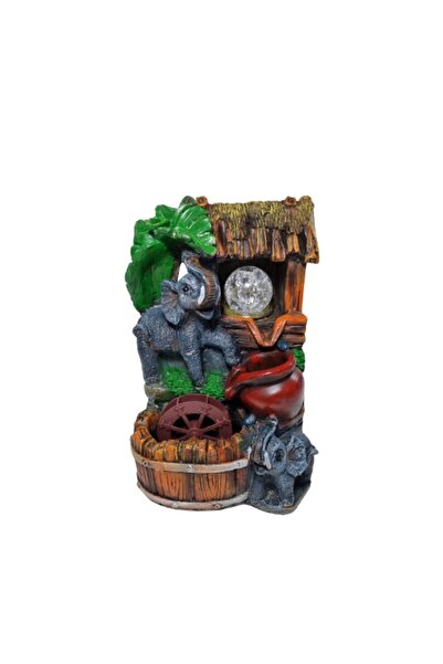 OEM Fountain made of resin with 2 elephants and ball, 27x17cm