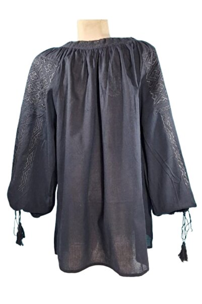 OEM Women's Blouse, Long Sleeve, Traditional Model, Black, Size 3XL