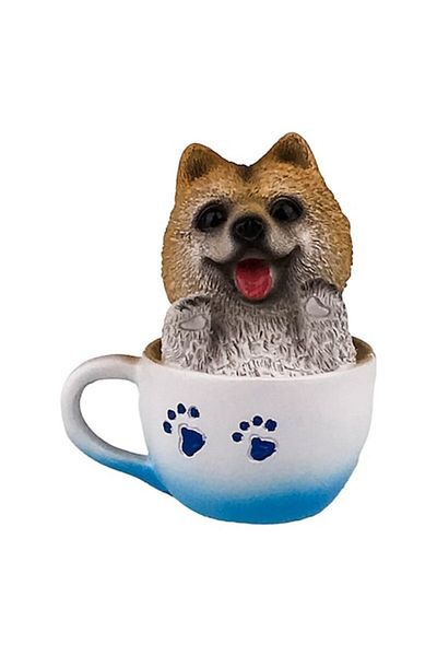 OEM Resin Decoration Representing a Dog in a Cup, 7x11 cm, Blue Multicolor