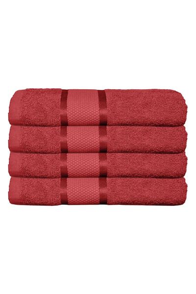 OEM Set of 4 cotton bath towels, 70x140cm, Red