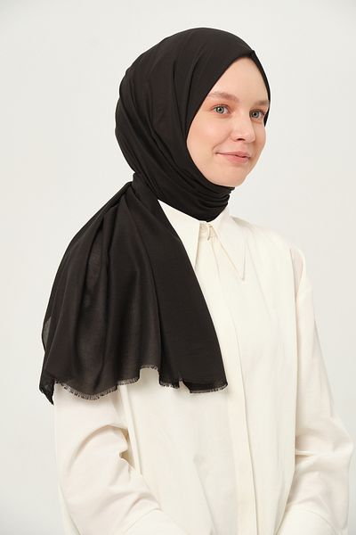 Madame Polo Plain Cheesecloth Thin Lightweight Summer Wrap Shawl Black