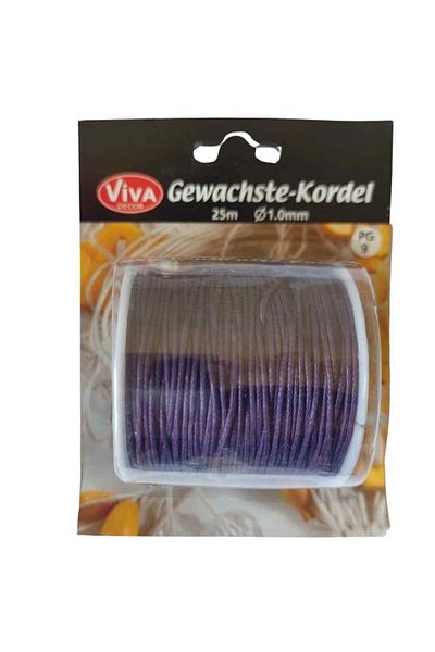 Viva Decor Waxed thread diameter 1 mm, cotton, VIVA DECOR, 25 meters Indigo purple