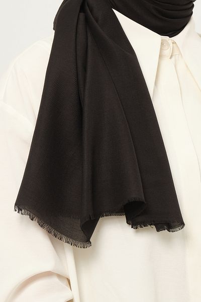 Madame Polo Plain Cheesecloth Thin Lightweight Summer Wrap Shawl Black