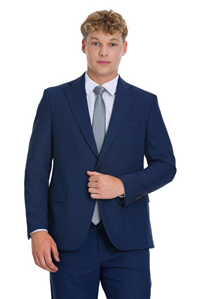 Hatemoğlu Lacivert Comfort Fit Mono Yaka Takım Elbise