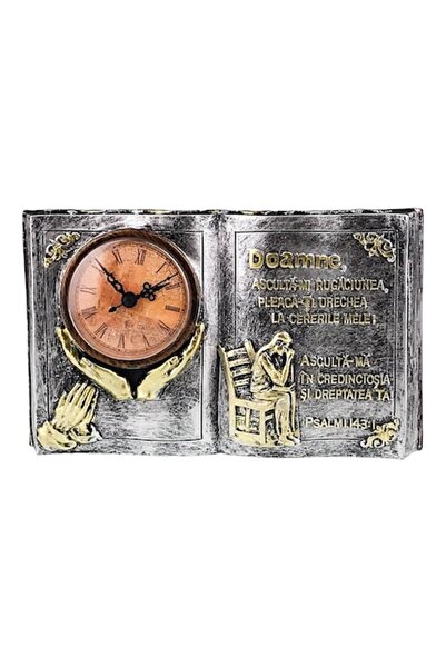 OEM Decoratiune din rasina in forma de carte cu ceas si citat din Psalmi, 24x...