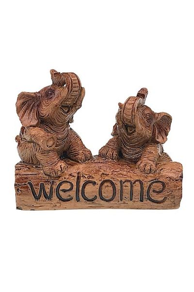 OEM Resin Decoration, Elephants-Welcome, 9x7cm, Brown, M3