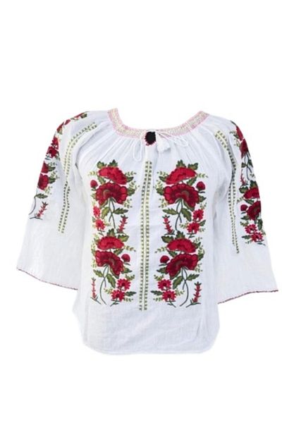 OEM Women's Blouse with Embroidery, Multicolor, Traditional Model, Cotton, Long Sleeve, Size M