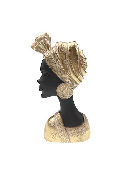 OEM Decoratiune din rasina, African Woman Bust, M1, 14x28cm, Negru-Auriu