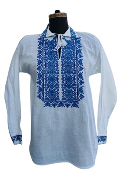 OEM Ie traditionala, din bumbac, pentru barbati, broderie albastru bleu, mari...