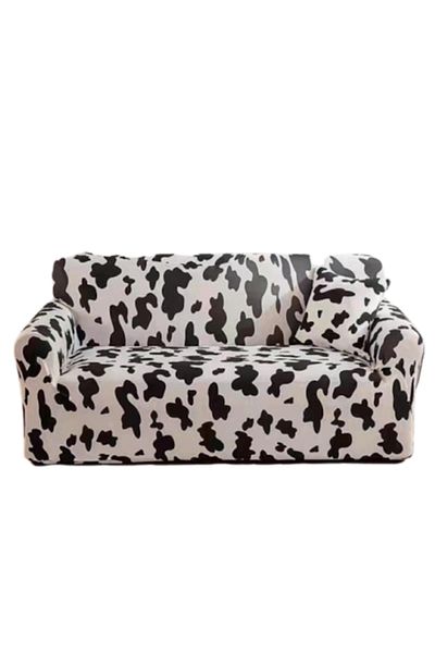 OEM Husă elastică pentru canapea, Comfort, imprimeu bicolor, M-2 locuri, 145-185cm, alb-negru
