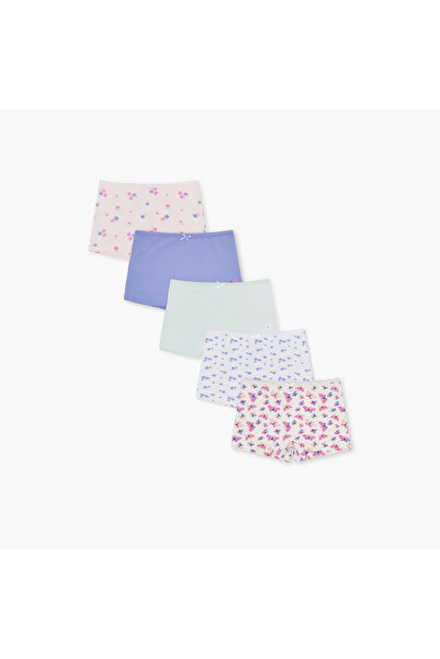 Juniors سراويل داخلية مطبوعة بتفاصيل فيونكة - مجموعة من 5 قطع
