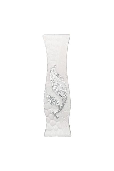 OEM Vază ceramică cu frunze, albă, 19x60 cm