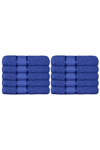 OEM Set 10 bath towels, Cotton, Plain, 400g/m², 70x140cm, Navy Blue