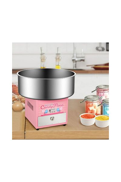 PROCART Aparat de făcut vată de zahăr, 1000W, afișaj LED, 32x32x52 cm, diametru bol 50 cm, oțel inoxidabil, roz