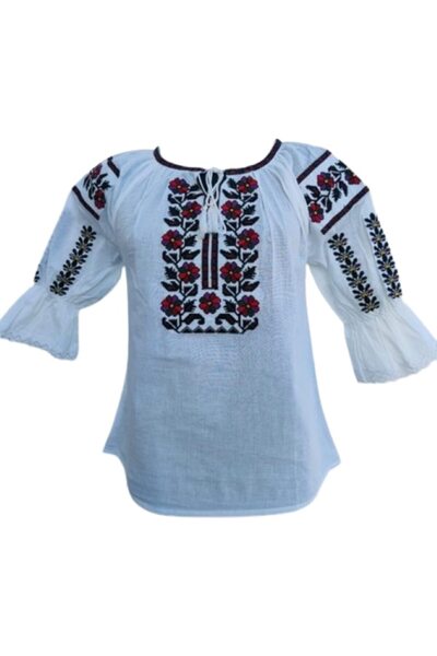 OEM Traditional Women's Blouse, Cotton, Red-Black, Size L