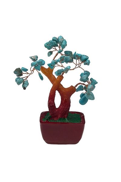 OEM Ceramic Decoration, Feng Shui Tree, 4 Branches, 10x16cm, Turquoise Aventurine Stones