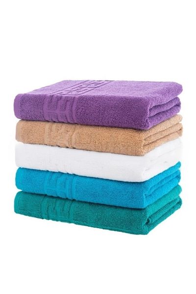 OEM Set 5 prosoape de baie, Bumbac, Uni, Bordura Greceasca, 500g/m², 70x140cm, M25, Multicolor