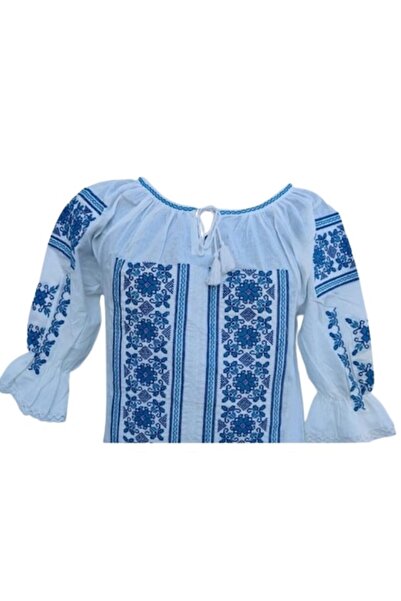 OEM Ie pentru dama, traditionala, bumbac, Albastru-deschis, marime XL