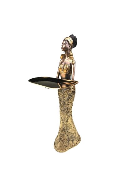 OEM Resin Figurine in the Shape of an African Face with a Metal Tray 23x46 cm