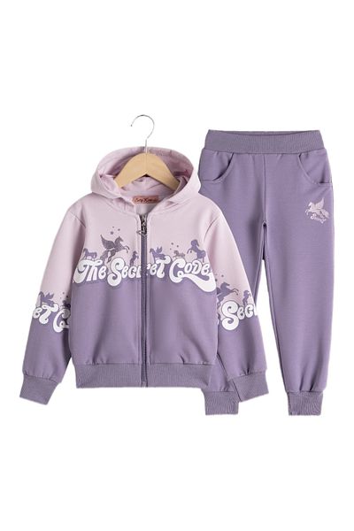 SETTY KOOP Girls' Unicorn Tracksuit - Hoodie and Jogger Set with 'The Secret Code' Print