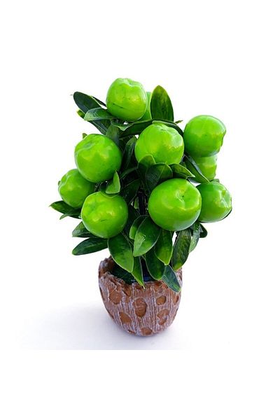 OEM Decorative Plastic Tree with Fruits in Pot, 15x20cm, Apples