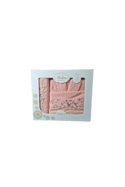 OEM Set pentru baie, 3 piese, Bumbac brodat, 2 prosoape-70x140cm/50x90cm si 1 halat, Roz