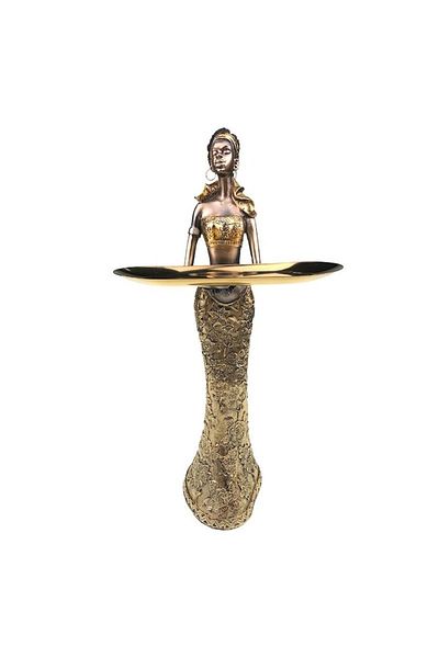 OEM Decoratiune din rasina, African Woman, 23x46cm, Auriu-Negru