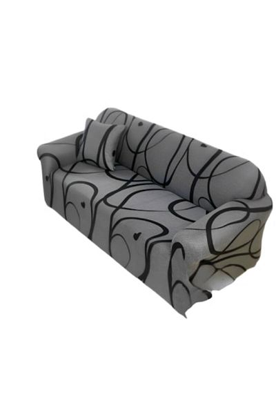 JOJO HOME Elastic Sofa Cover, Jojo Home, Abstract Print, M-2 Seats, 140x180cm, Gray-Black