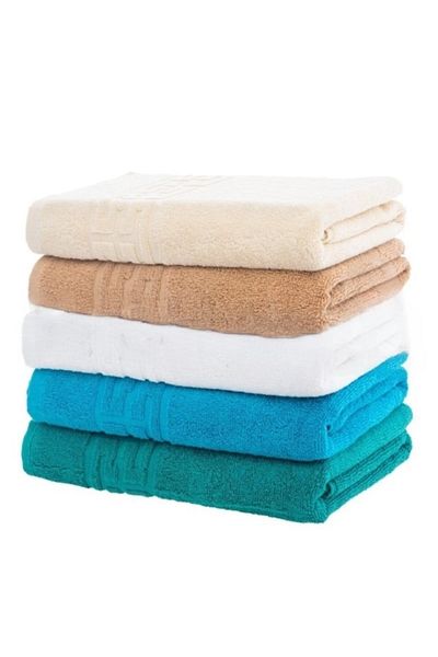 OEM Set 5 prosoape de baie, Bumbac, Uni, Bordura Greceasca, 500g/m², 70x140cm, M12, Multicolor