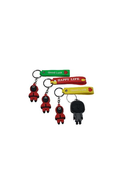 OEM Set 3 Breloc cu figurina Squid Game, Patrat, Cerc, Triunghi, Boss 6cm