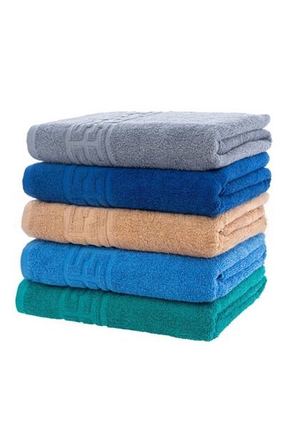 OEM Set 5 Bath Towels, Cotton, Greek Border, 500g/m², 70x140cm, M21, Multicolor