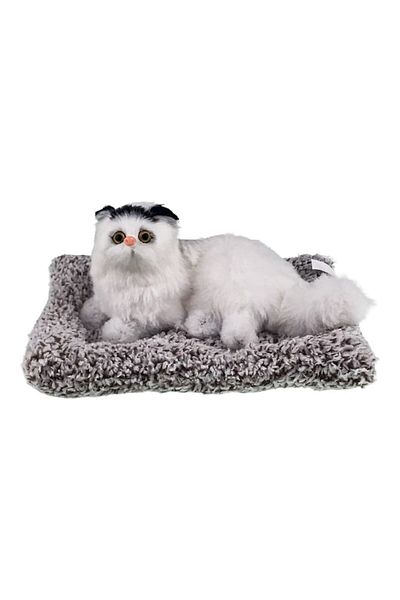 OEM Textile Cat Figurine on Cushion, 18x10 cm Black/White