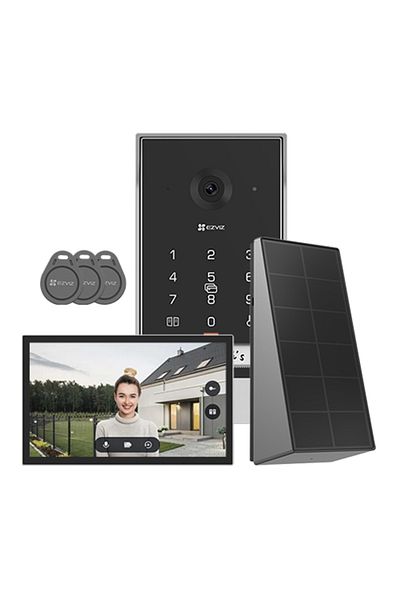 EZVIZ Video intercom kit, 7 inch touch monitor, 2K camera, IR 5m, SD, Wi-Fi5, Solar Panel - CS-EP7-3MP-SP