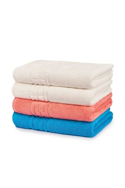 OEM Set 4 Prosoape de Baie, Bumbac, Bordura Greceasca, Multicolor, 500g/m², 70x140cm, M1