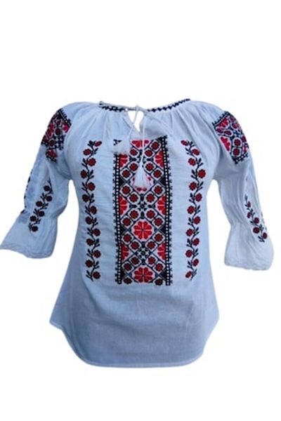 OEM Traditional Women's Blouse, Cotton, Black-Red, Size 3XL